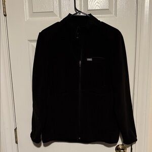 Figs Black Zip-Up Sweater on-shift fleece